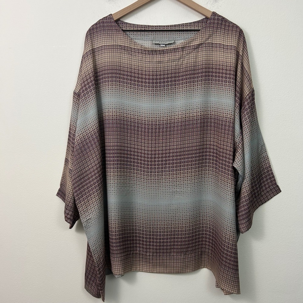 NEW Bryn Walker Resort Shirt Womens 2X New Geometric Print Oversized Boxy Top - Picture 1 of 10